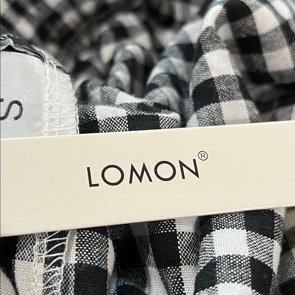 LOMON Black & White Gingham PLAID Wide Leg BOXER Pants WOMEN S - Picture 10 of 10